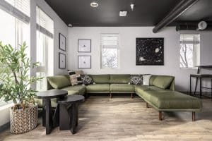 modern lounge area at lux and lofts apartments for rent Ithaca
